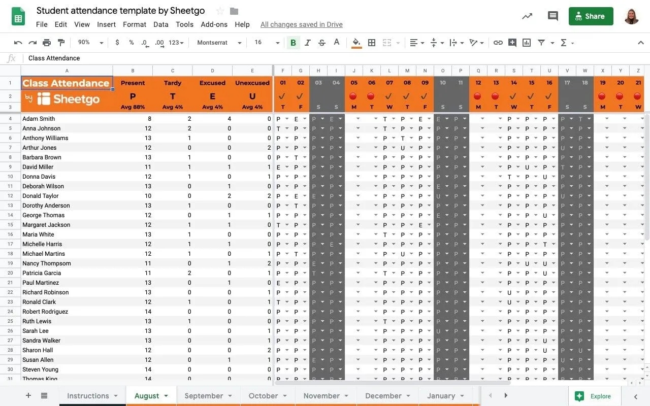 Student Attendance Tracker Template In Google Sheets Sheetgo