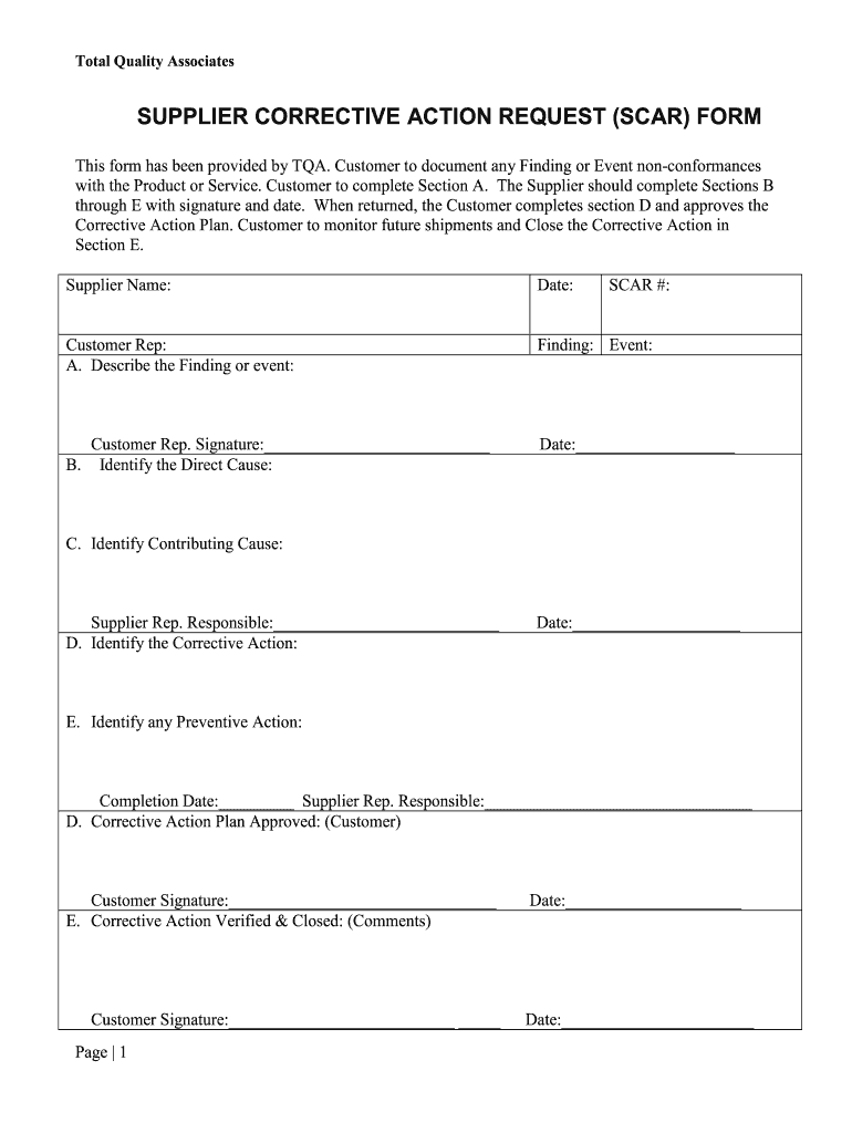 corrective action request template