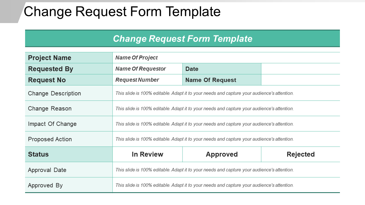 sample change request template