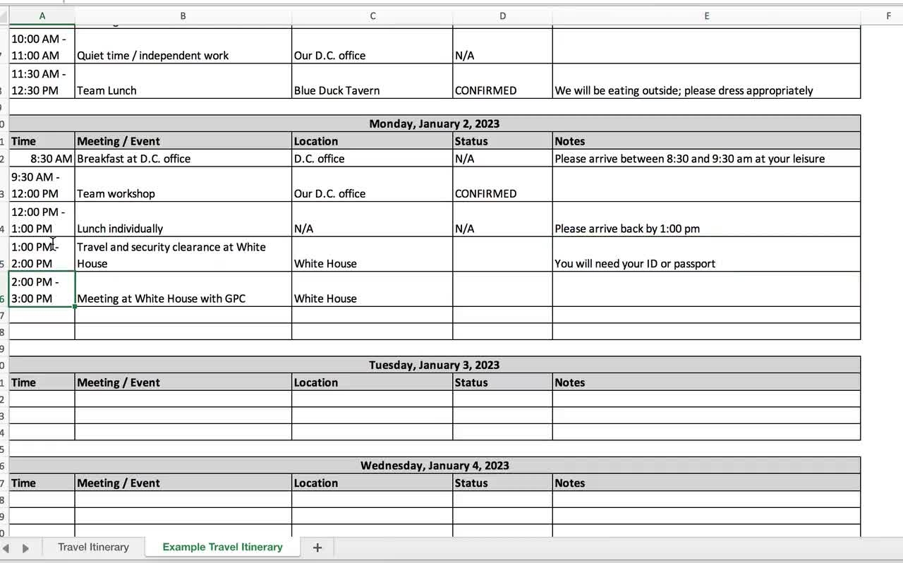 Travel Itinerary Excel Template Trip Planner Spreadsheet For Vacations Business Corporate Travel Etsy