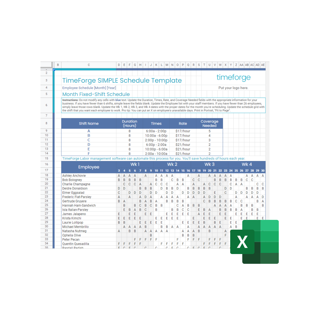 Ultimate 10 Hour Shift Schedule Template Excel Free Download TimeForge