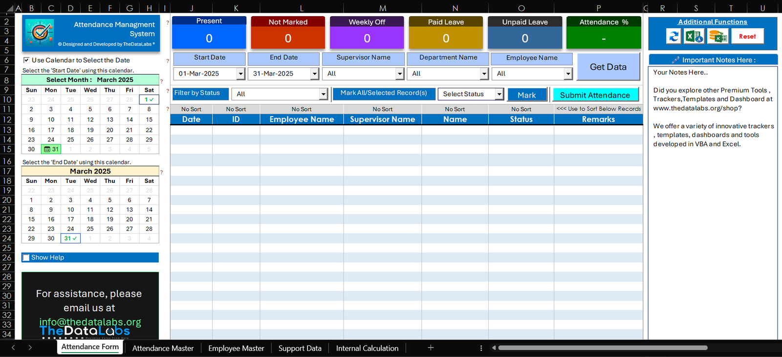 Ultimate Employee Attendance Tracker Excel Template 2025 TheDataLabs
