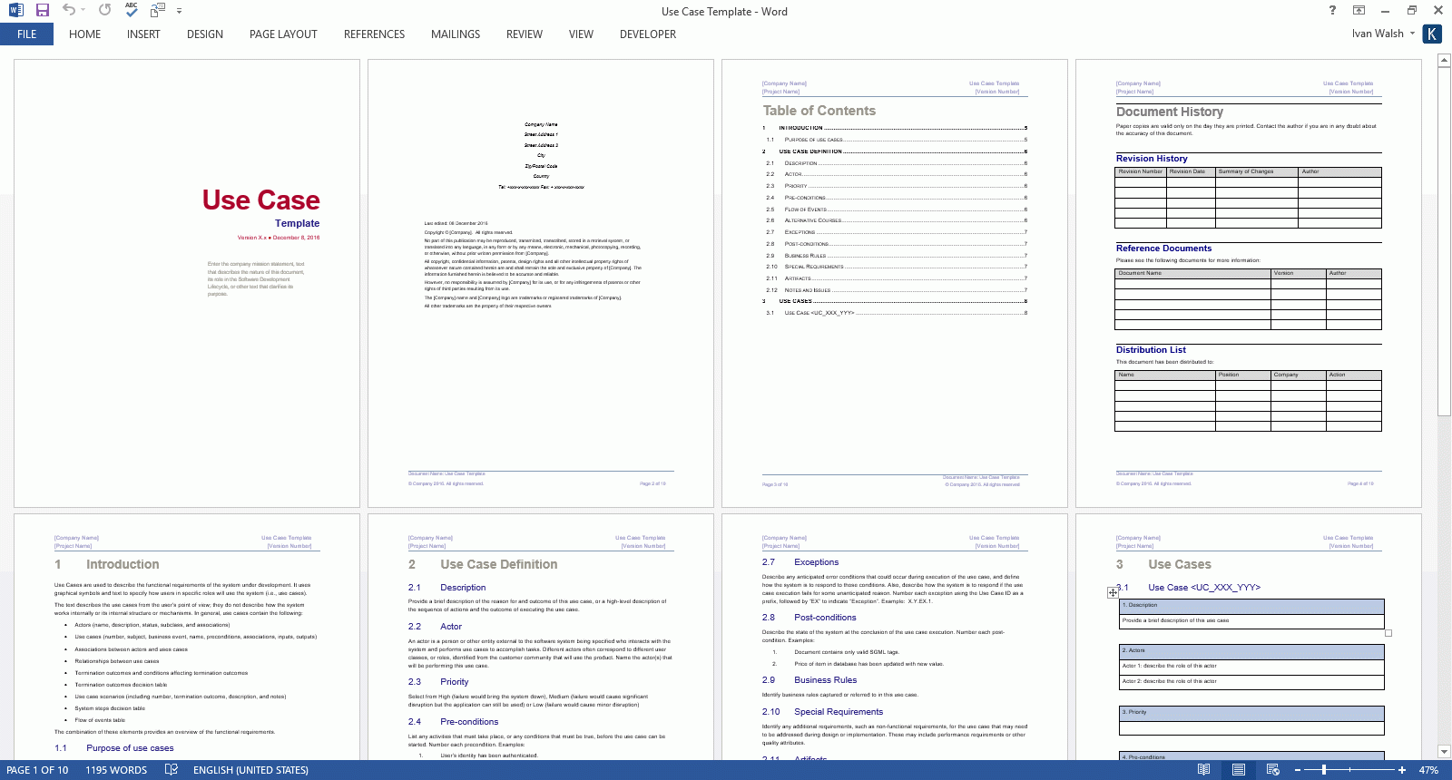 Use Case Template MS Word Visio MS Office Templates With AI Prompts