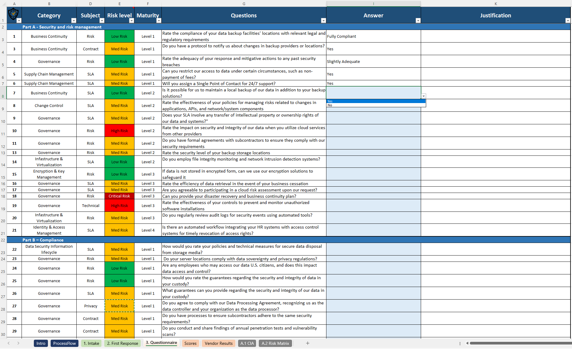 vendor risk assessment template