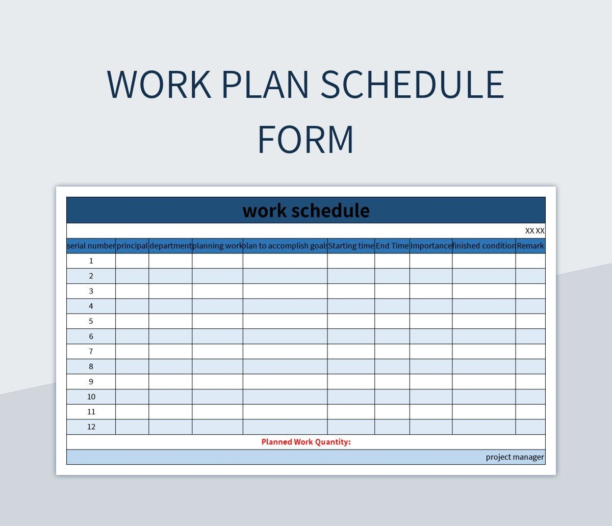 format for schedule of works
