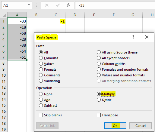 Sumproduct calculation illustrating total extended cost