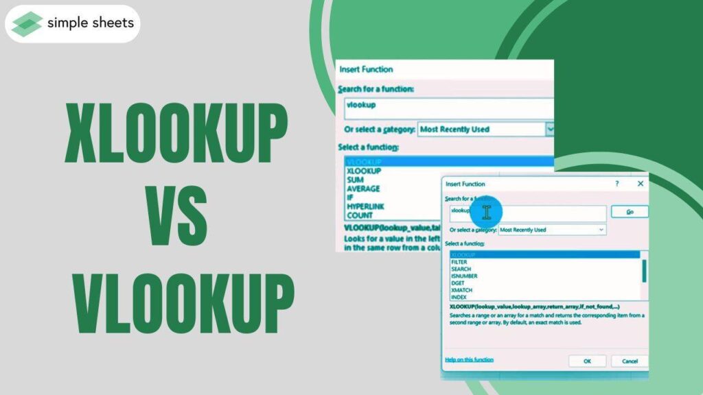 Chart comparing XLOOKUP and VLOOKUP features