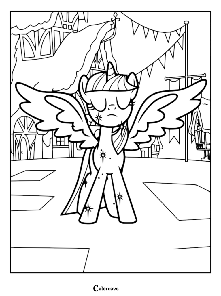 Printable worksheets featuring alicorn silhouettes for tracing