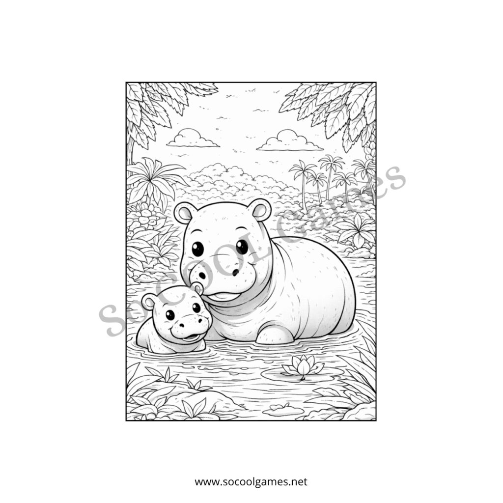 Child coloring a tiger outline on jungle page