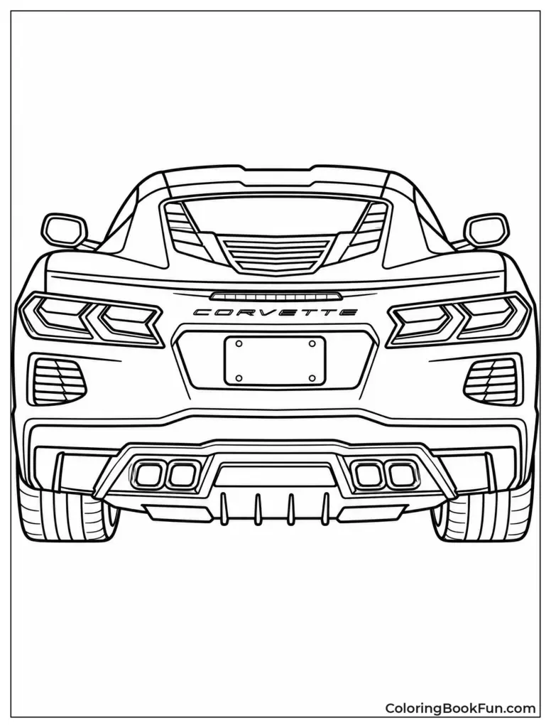 Printed Corvette color-by-number page with pencils.