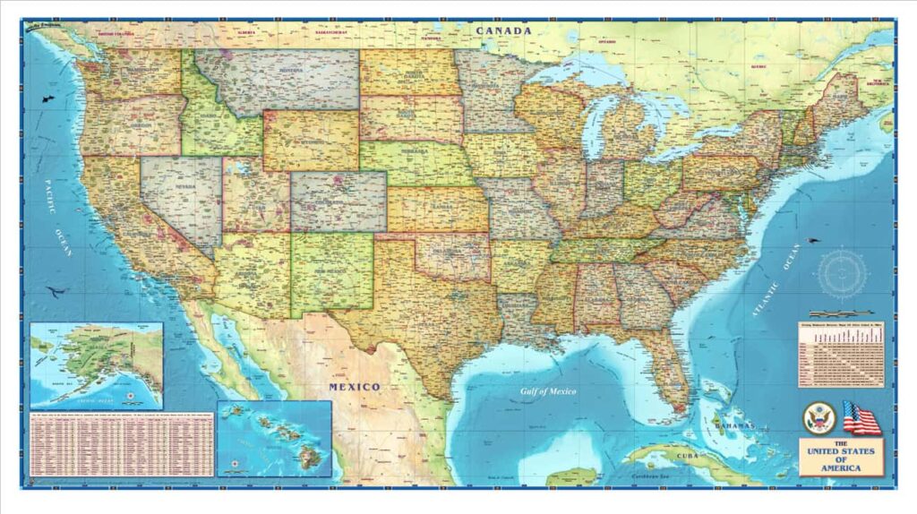 Markers highlight neighboring states along borders