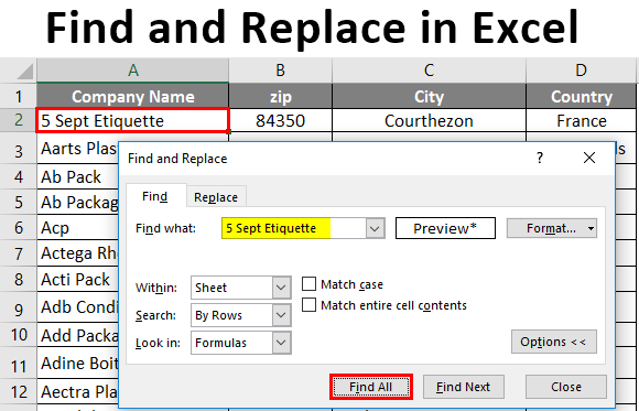 Preview list of matches after replacing in Excel