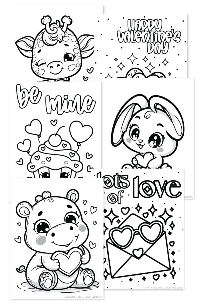 a stack of printable valentines coloring pages ready to download