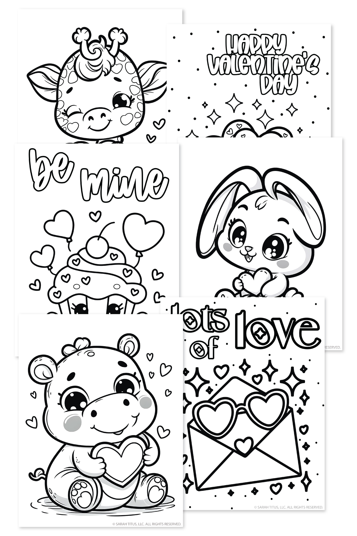 a stack of printable valentines coloring pages ready to download
