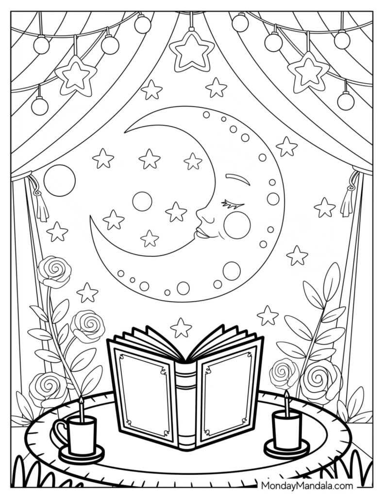 Child cutting out a moon craft template