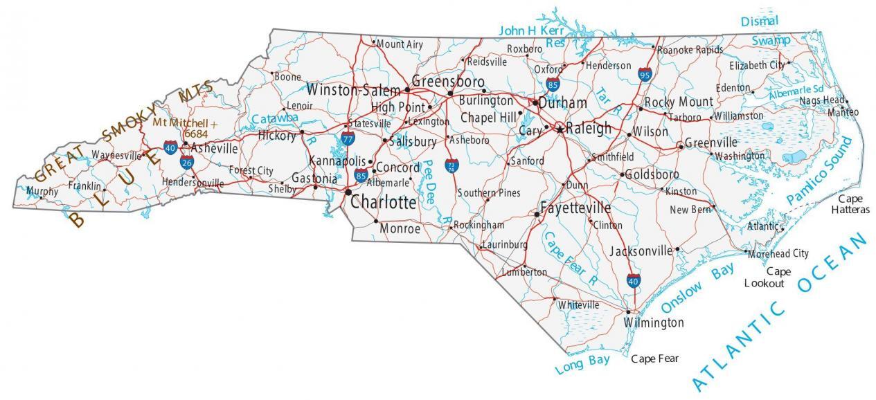 Blank North Carolina state outline for coloring