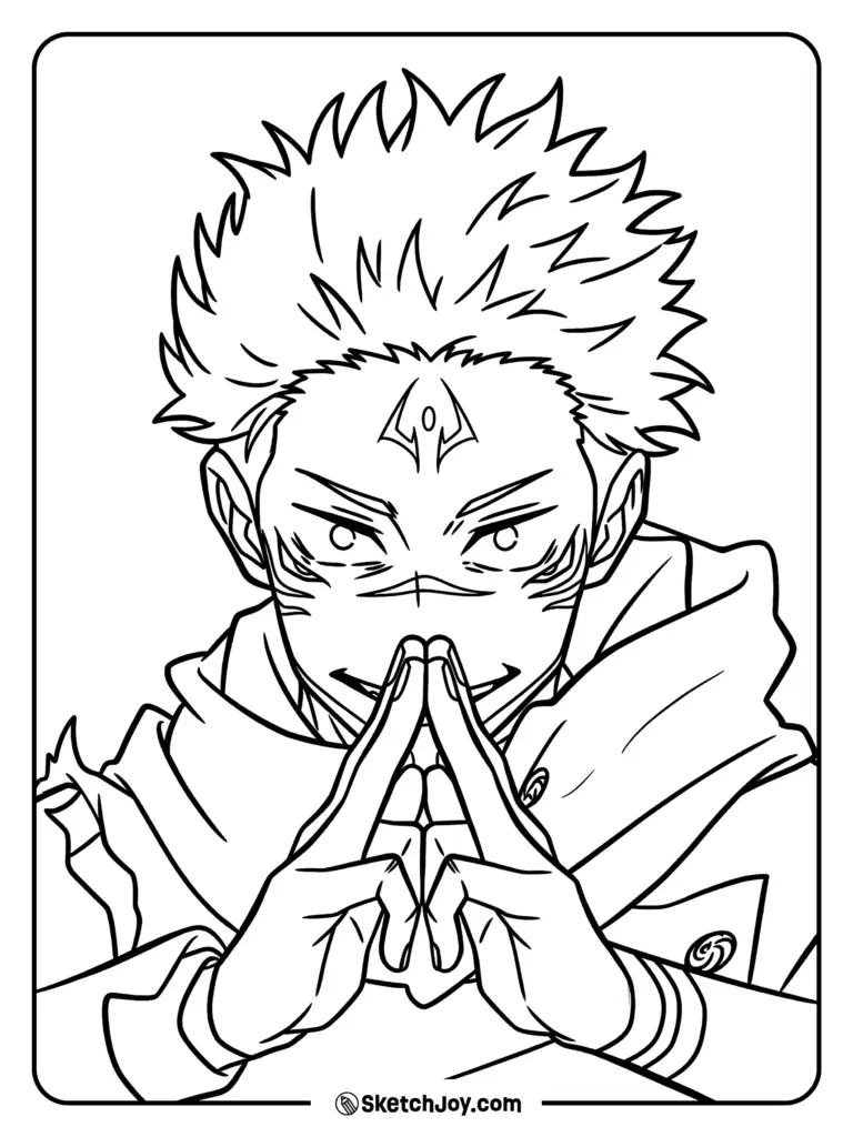 Child selecting jjk coloring pages from a chart