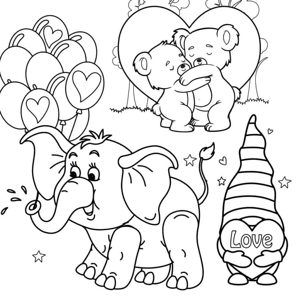 child coloring valentines page with heart shapes