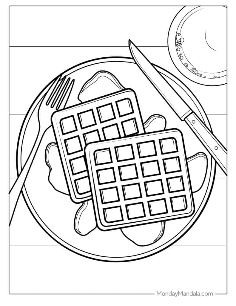 Open coloring pages featuring cute food illustrations