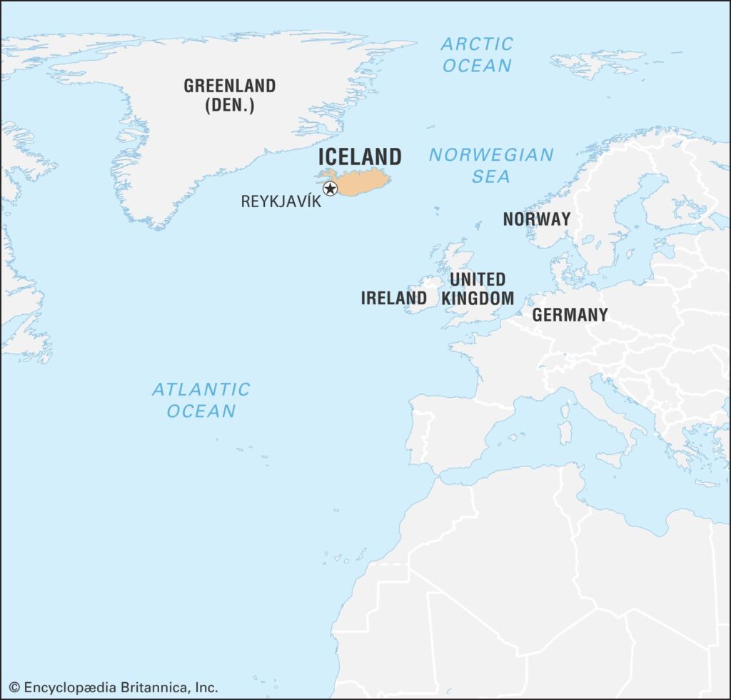 Color-coded map showing continents and borders
