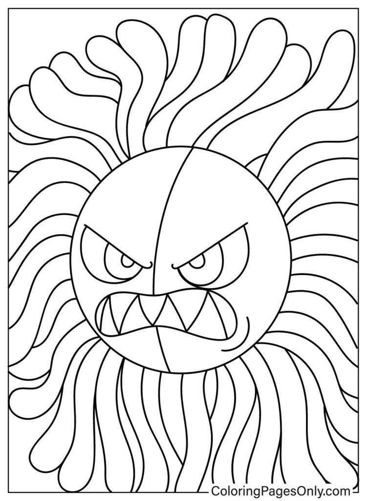 Finished yarnaby coloring page displayed on classroom wall