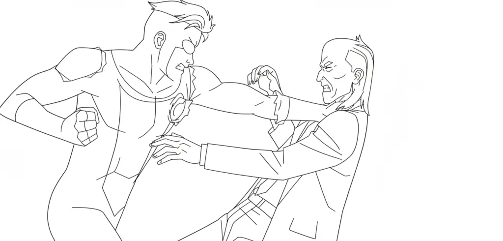 Close-up of invincible coloring page outline
