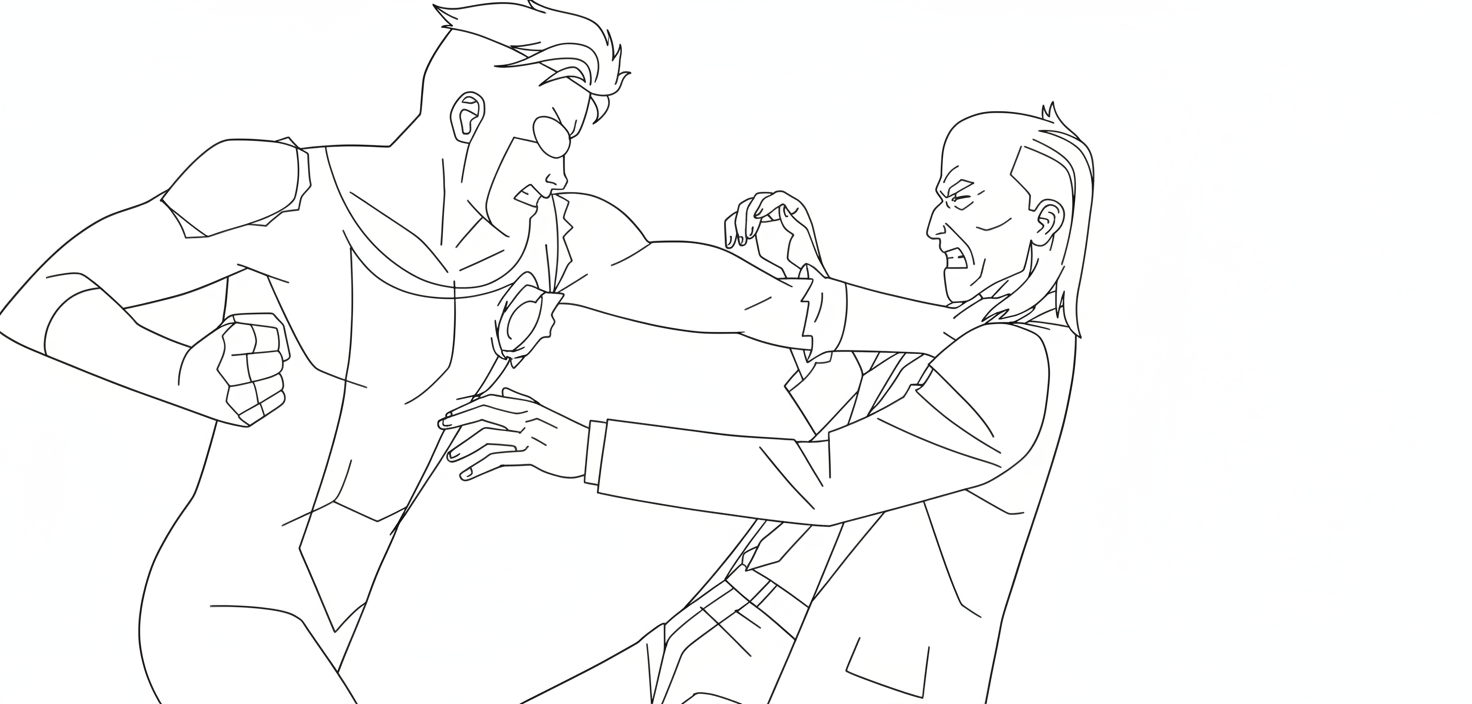 Close-up of invincible coloring page outline