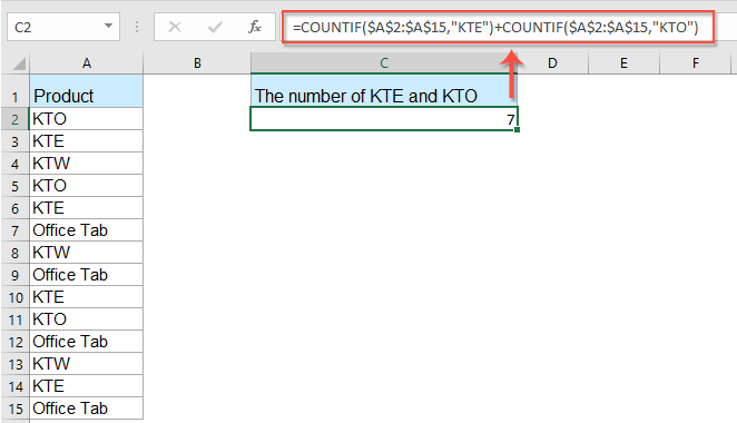 Spreadsheet counting sales by category with COUNTIF