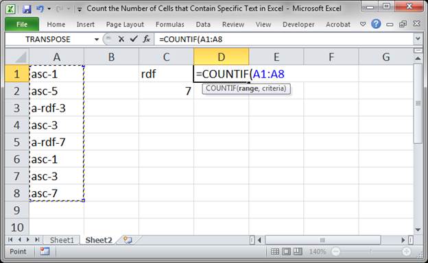 ISTEXT and SUMPRODUCT formula illustration