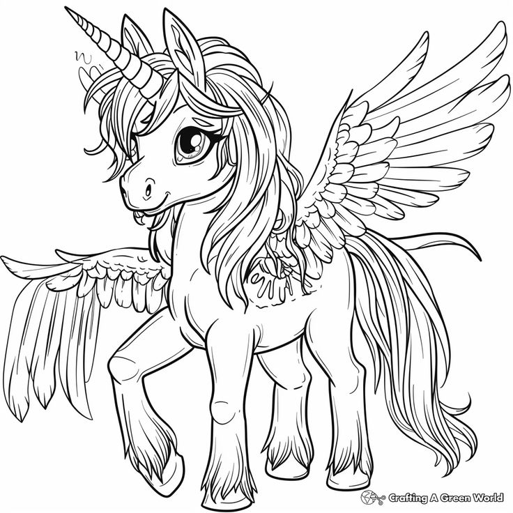 Close-up of pastel alicorn coloring pages spread