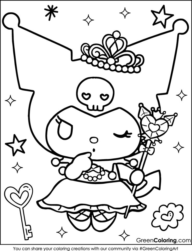 printable spread featuring Hello Kitty and Kuromi characters together