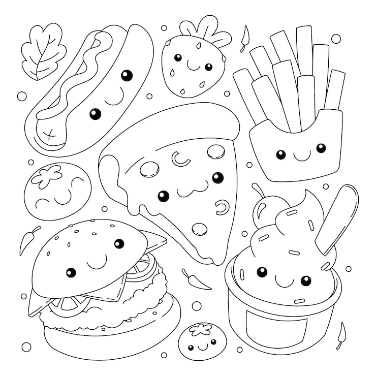 Finished colored food page displayed on a wall