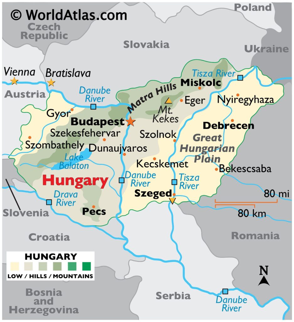 Child drawing routes on a Hungary map