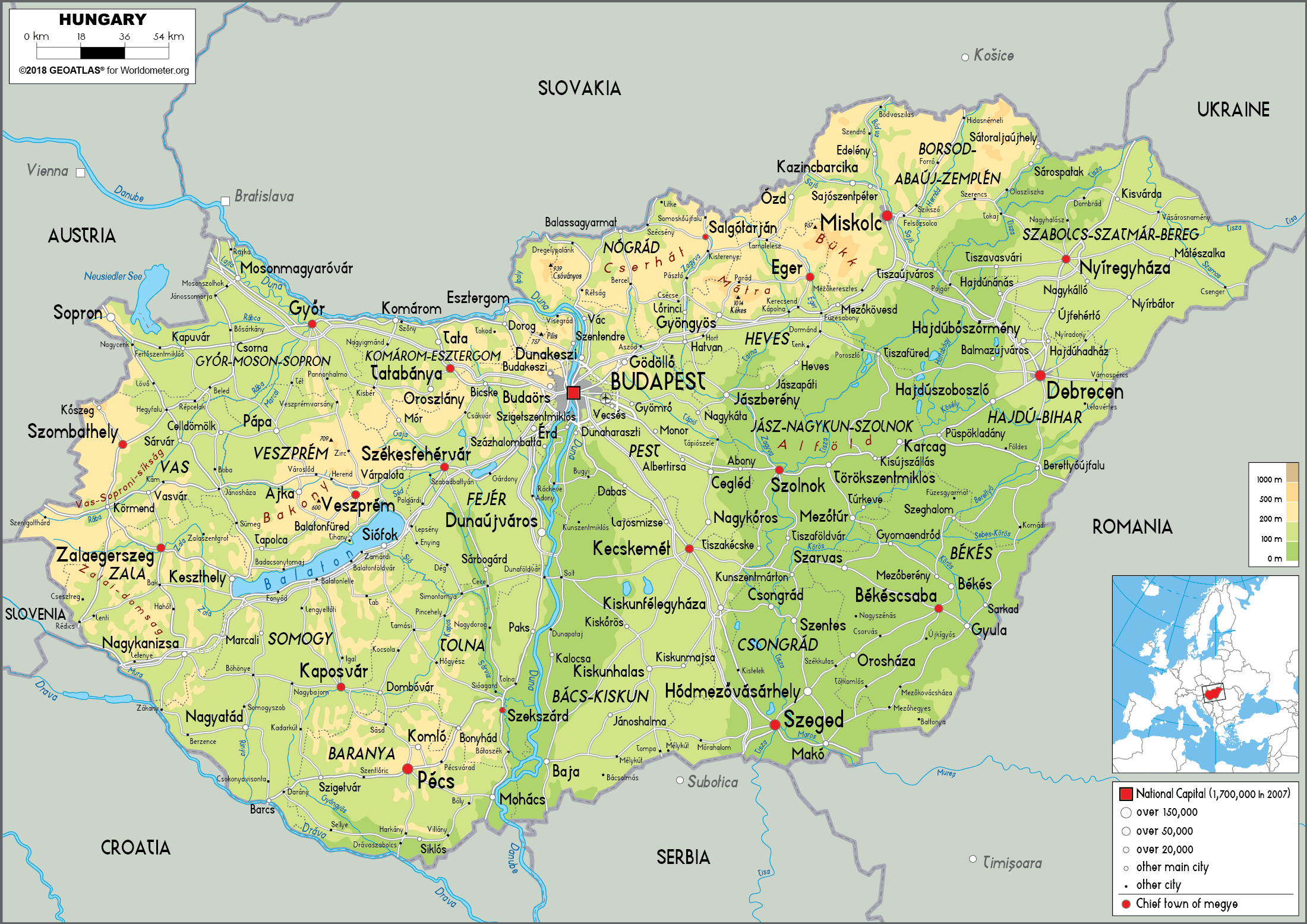 Child pointing at Hungary map locations