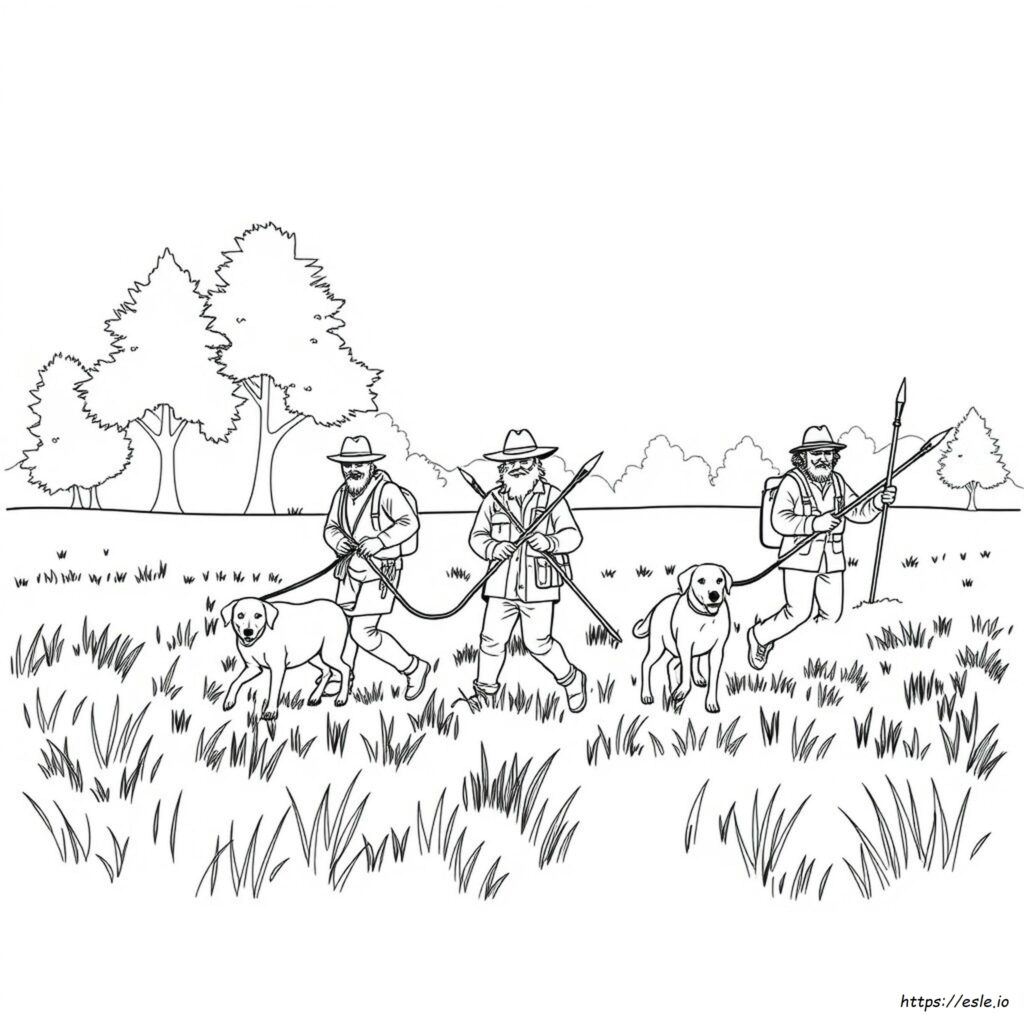 Young student coloring a hunting-themed worksheet
