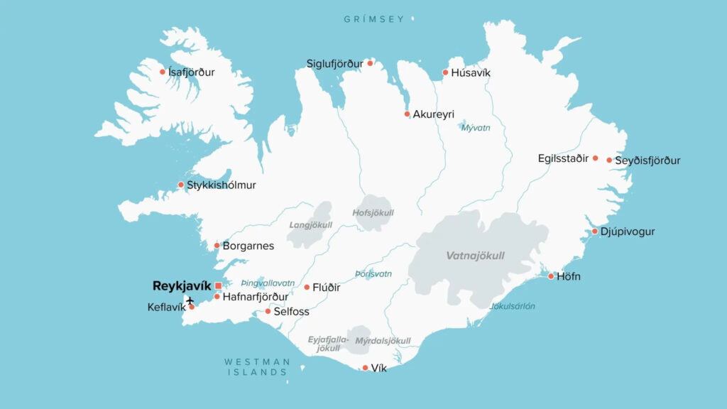 Mosaic of printed Iceland maps and a pencil
