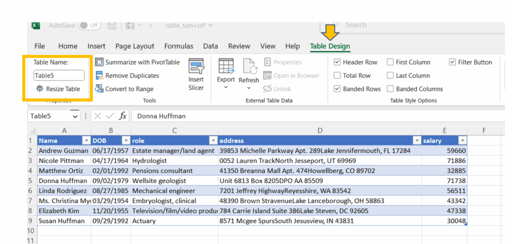 Step-by-step visuals: converting table to range