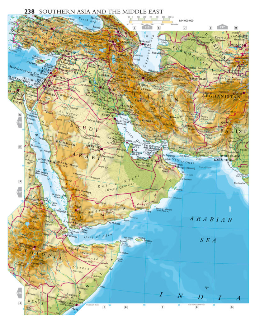 Child locating a country on classroom map