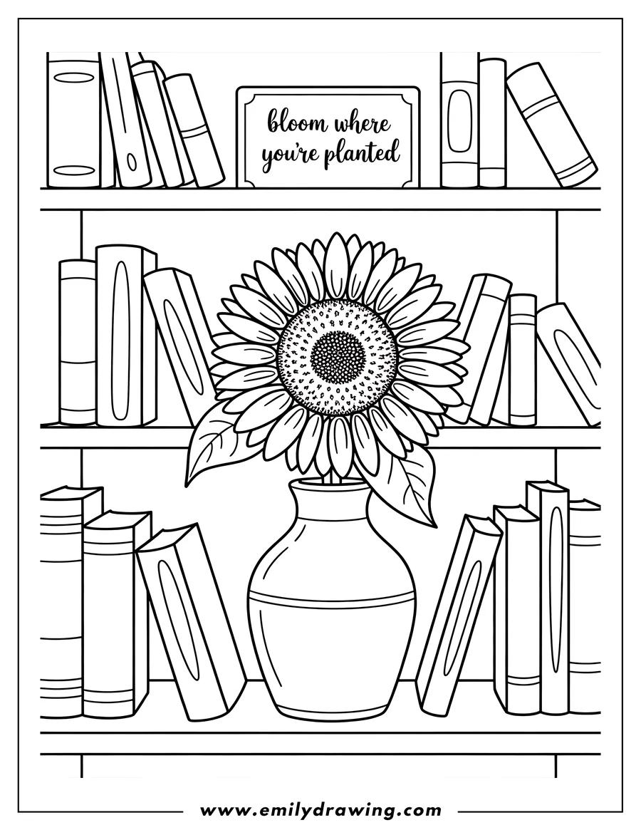 Child coloring sunflower page with crayons