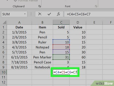 Sheet demonstrating subtotal vs sum with visible data