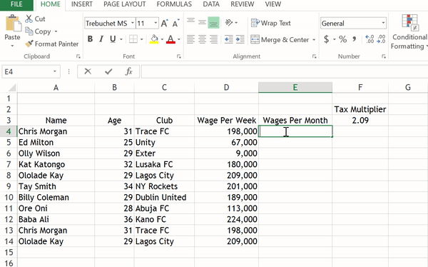 Step-by-step dragging formulas with fixed anchors in a grid