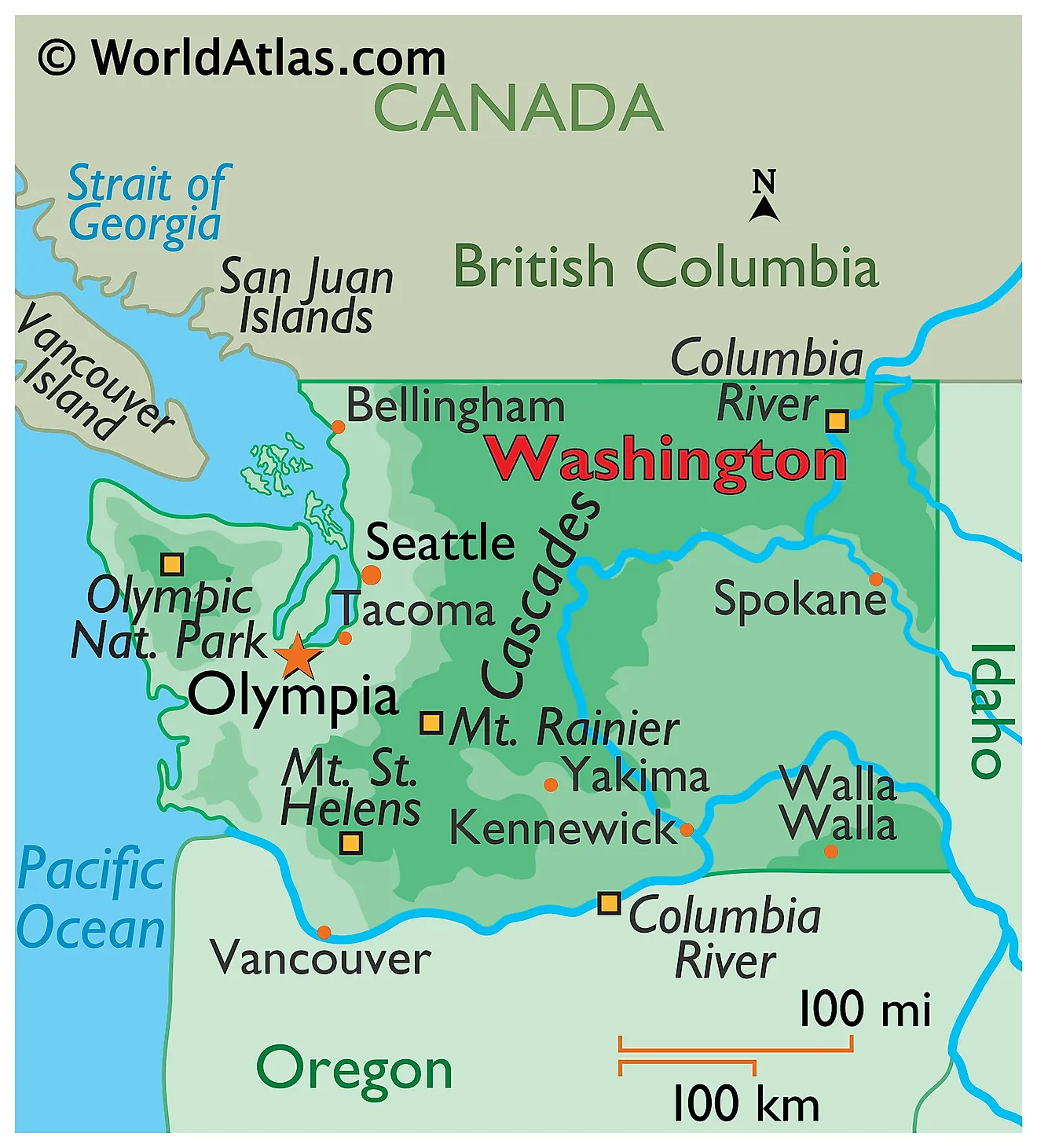 Children tracing routes on a Washington state map